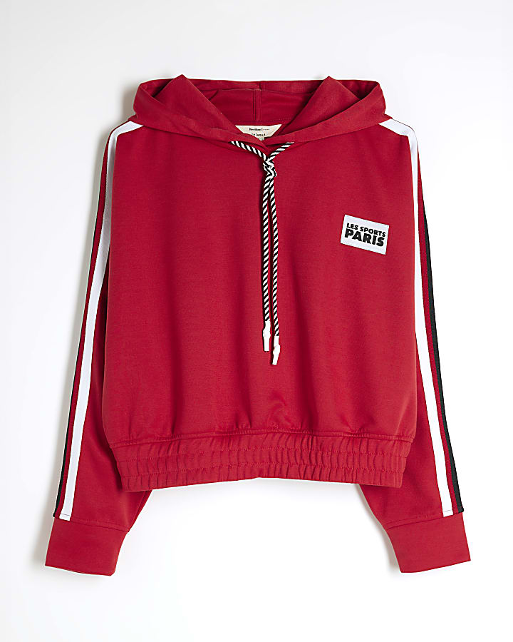 Petite Red Long Sleeve Side Stripe Hoodie