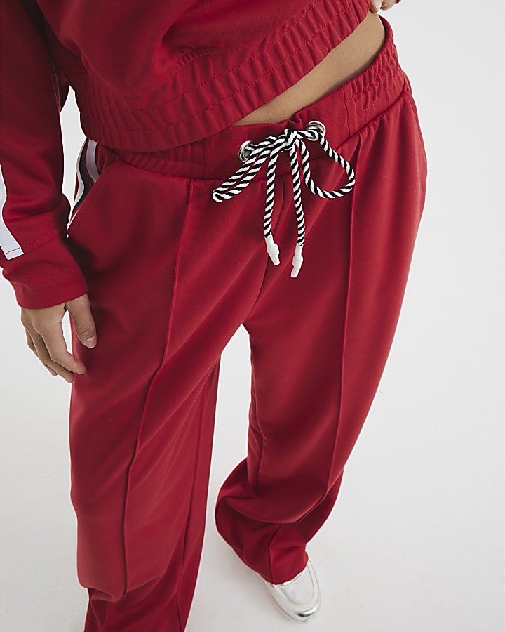 Petite Red Side Stripe Wide Leg Joggers