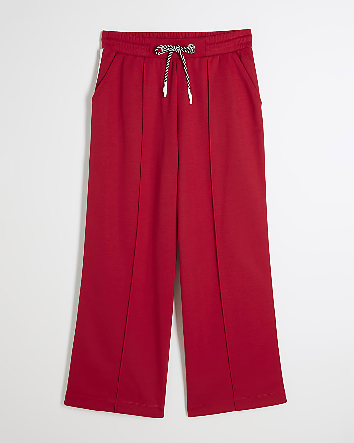 Petite Red Side Stripe Wide Leg Joggers