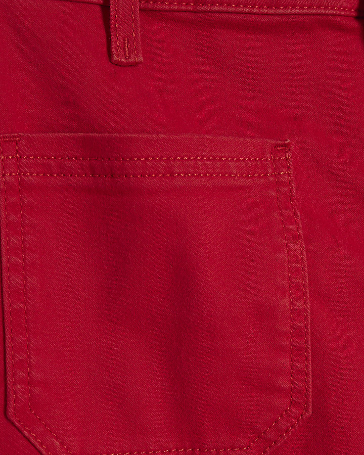 Petite Red Pocket Front Wide Leg Jeans