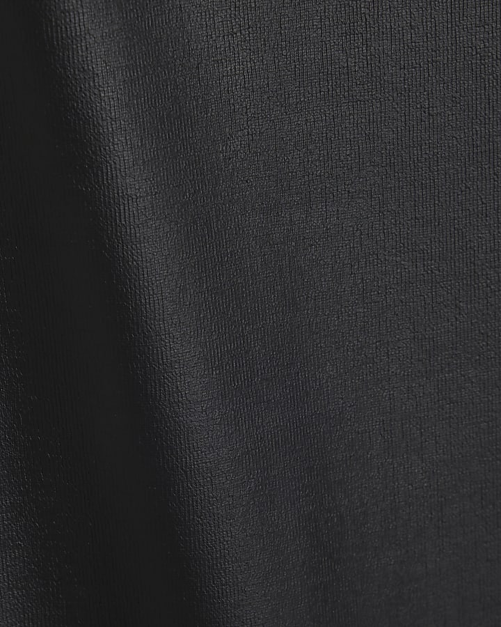Black Coated High Neck Mini Dress