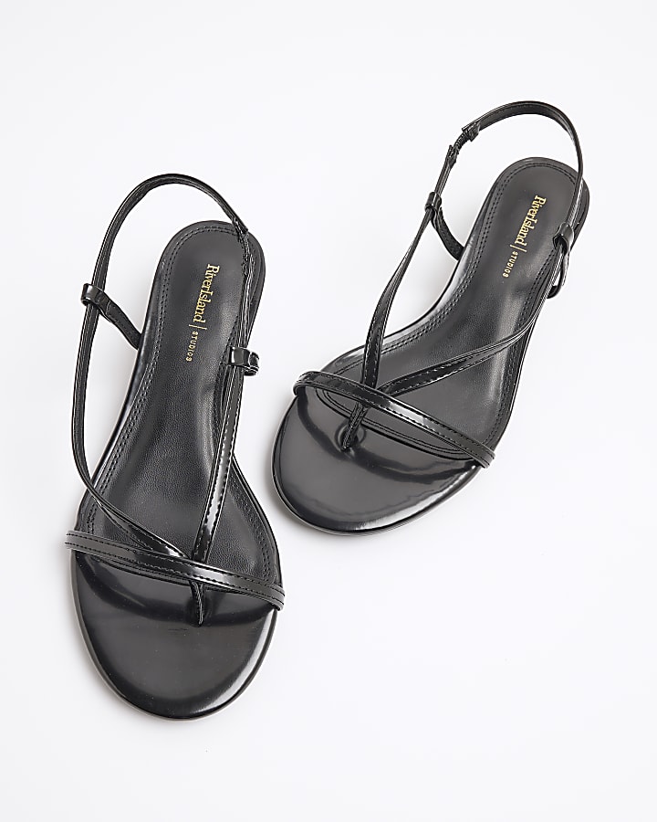 Black Kitten Heel Sandals