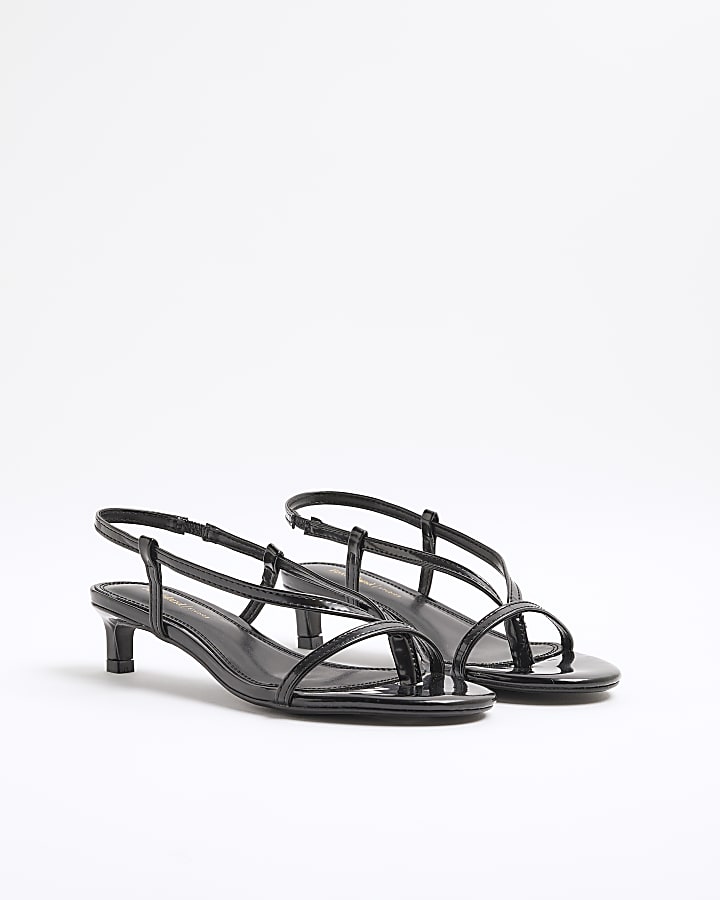 Black Kitten Heel Sandals