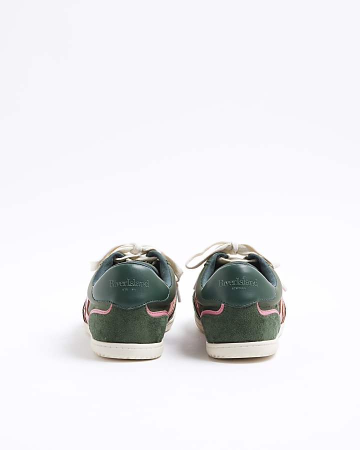 Green Slim Sole Lace Up Trainers