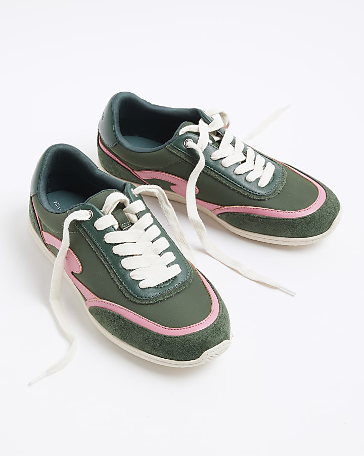 Green Slim Sole Lace Up Trainers