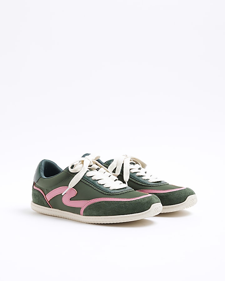 Green Slim Sole Lace Up Trainers