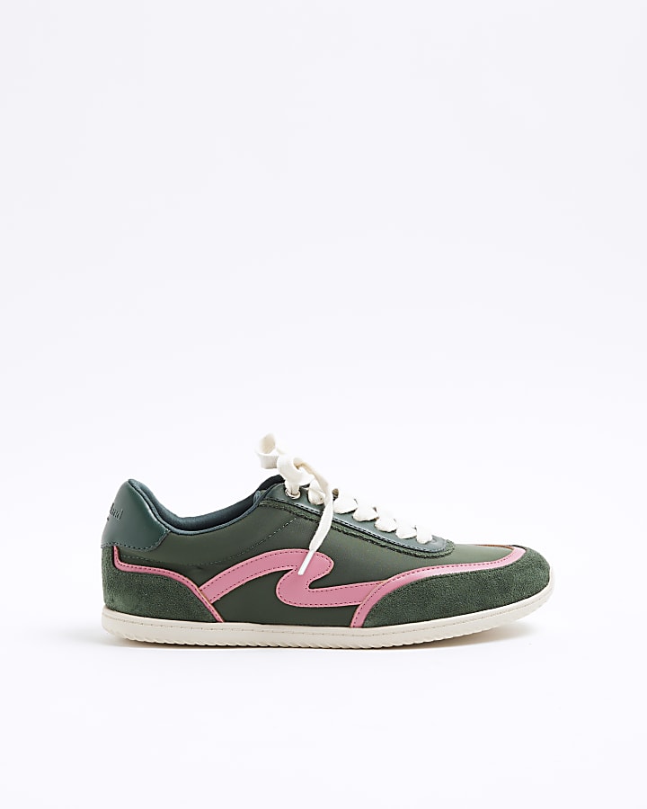 Green Slim Sole Lace Up Trainers