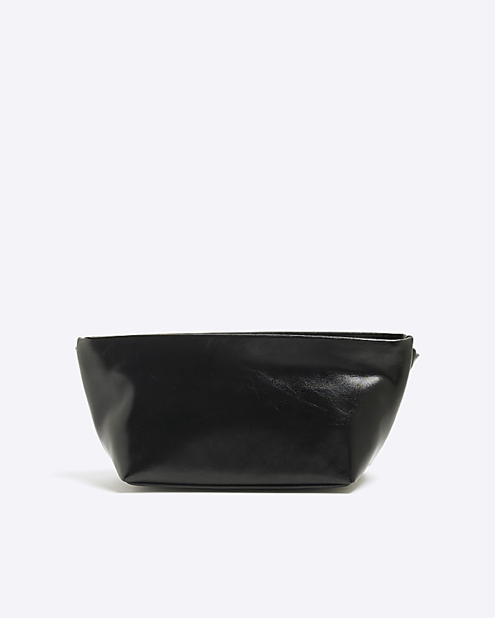 Black Patent Twist Front Clutch Bag