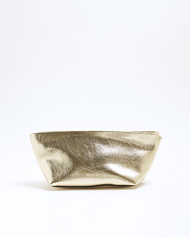 Gold Patent Twist Front Clutch Bag