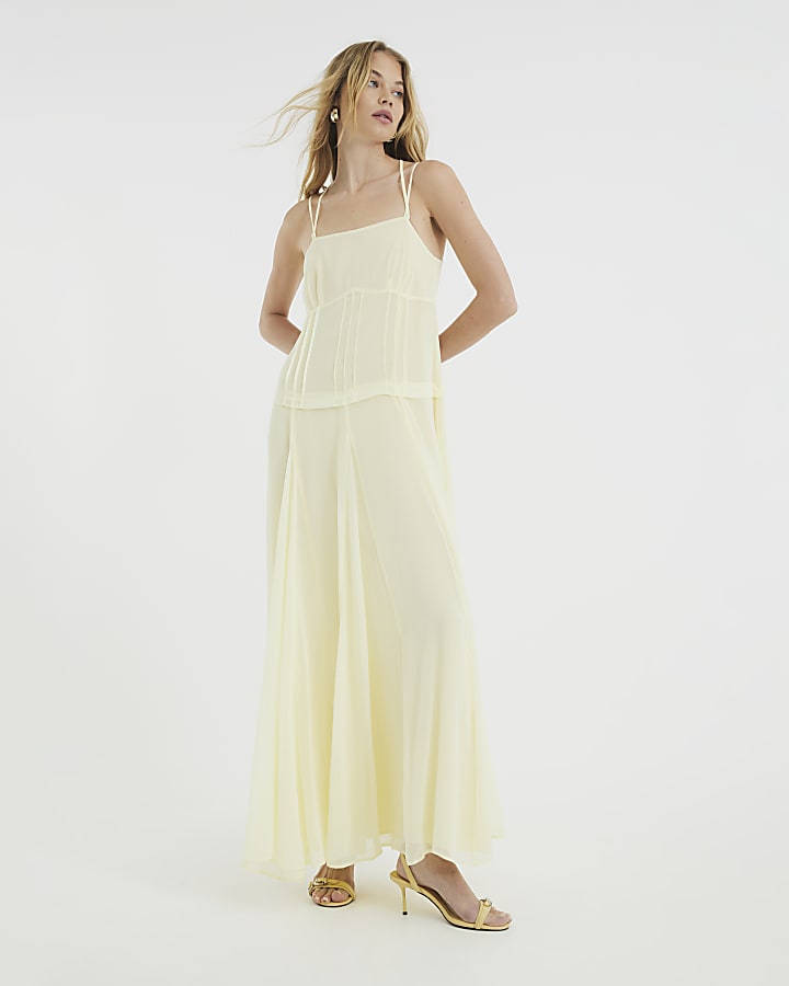 Yellow Sleeveless Swing Maxi Dress