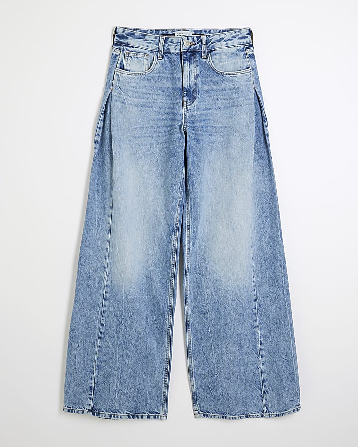 Blue Palazzo Wide Leg Jeans