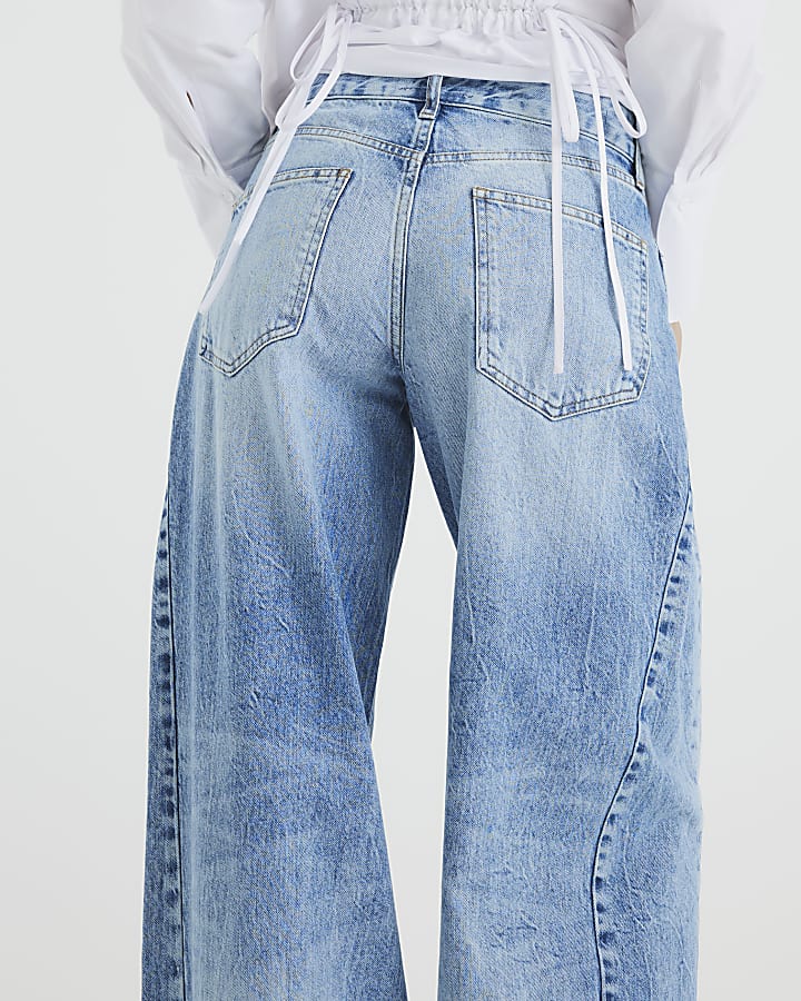 Blue Palazzo Wide Leg Jeans