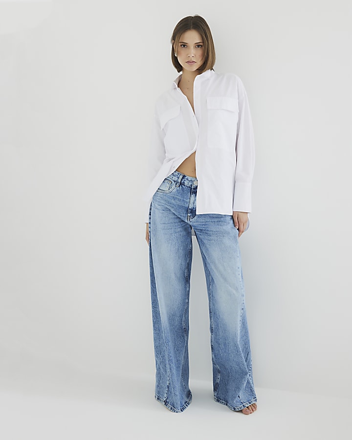 Blue Palazzo Wide Leg Jeans