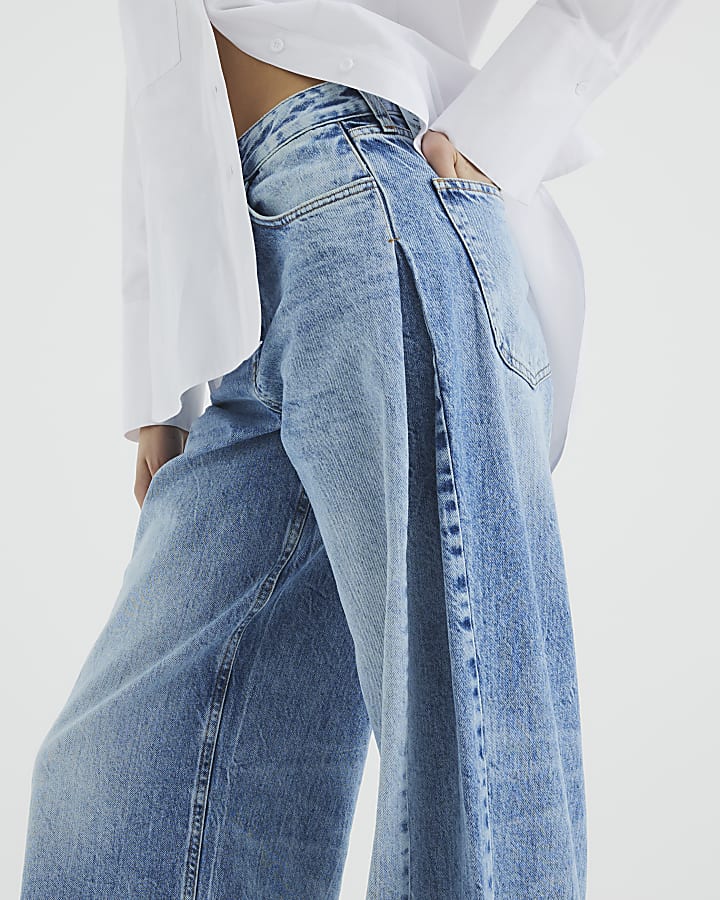 Blue Palazzo Wide Leg Jeans