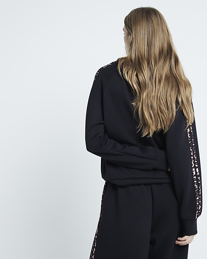 Black Leopard Stripe Top