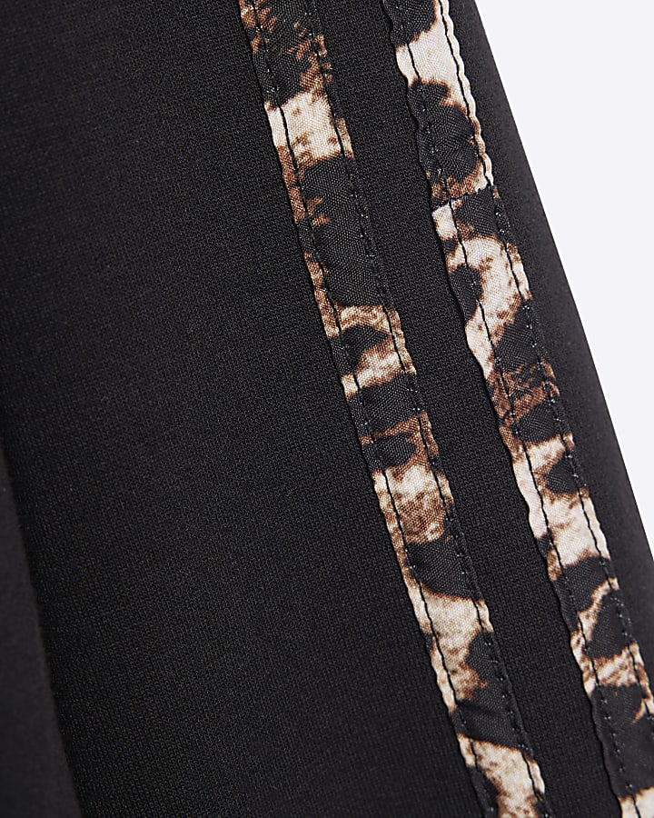 Black Leopard Stripe Top