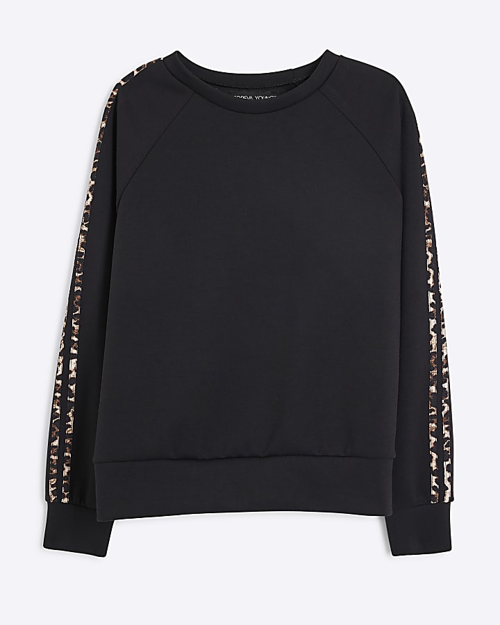 Black Leopard Stripe Top