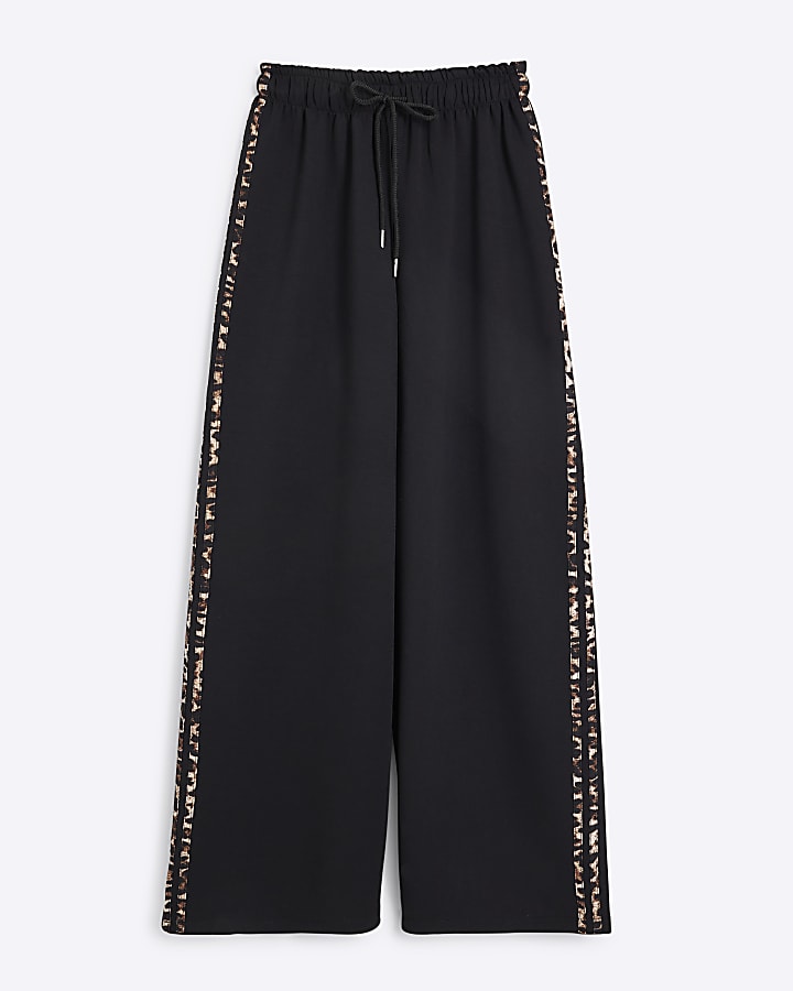 Black Leopard Stripe Trousers