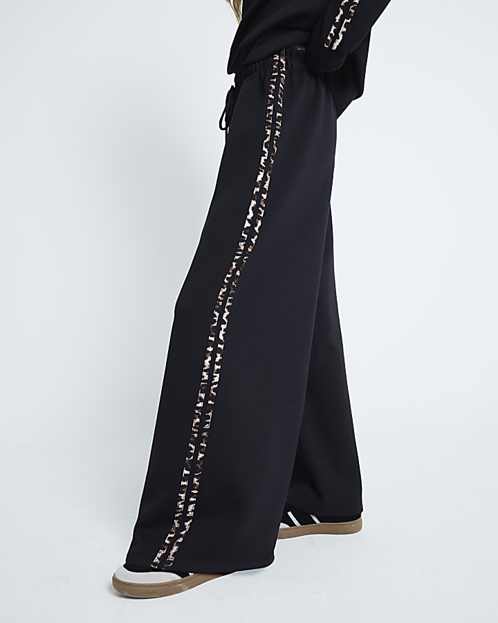 Black Leopard Stripe Trousers