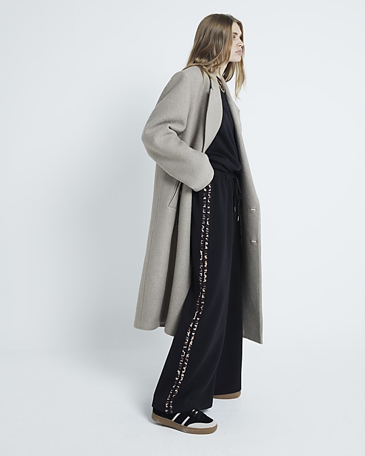 Black Leopard Stripe Trousers
