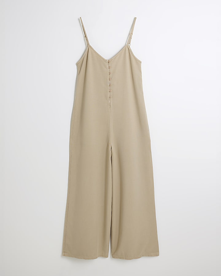 Beige Lyocell Cami Jumpsuit