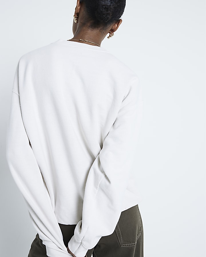 Cream '1990' Camo Graphic Print Sweatshirt