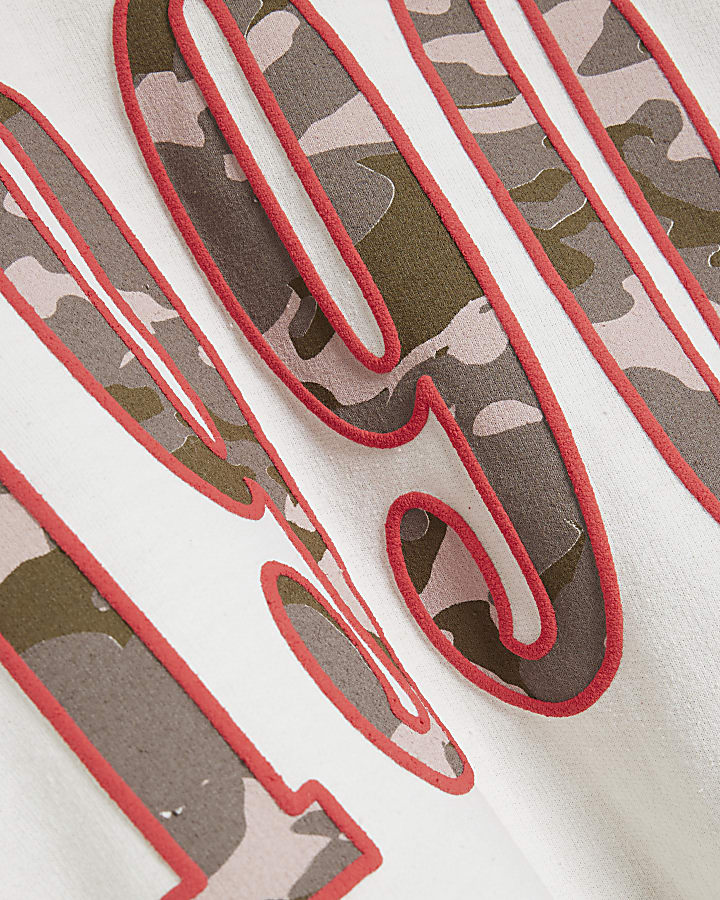Cream '1990' Camo Graphic Print Sweatshirt