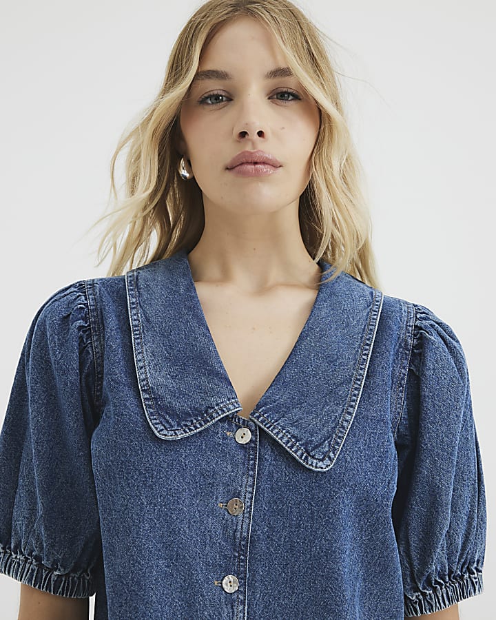 Blue Denim Collared Shirt