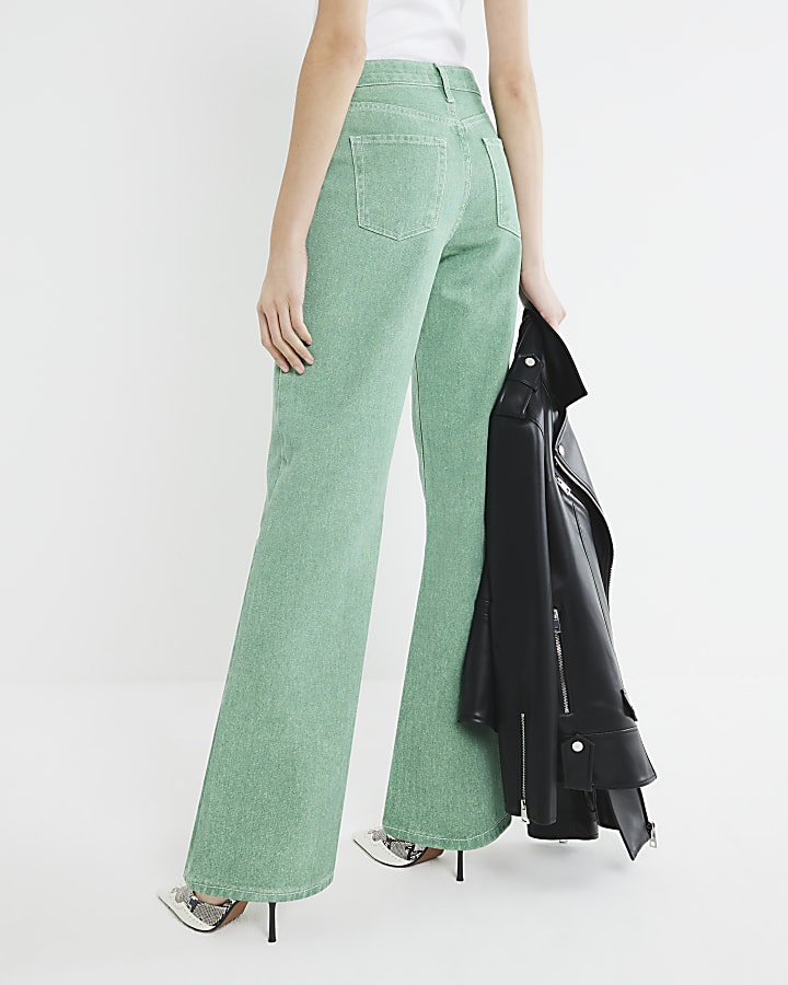 Green Relaxed Straight Jeans