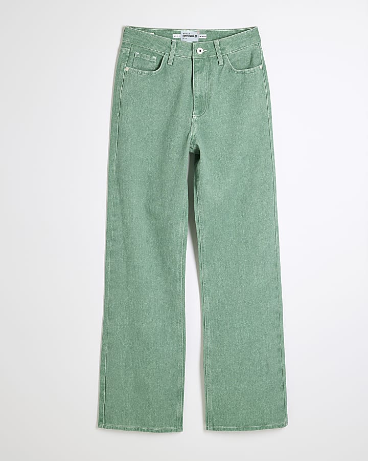 Green Relaxed Straight Jeans