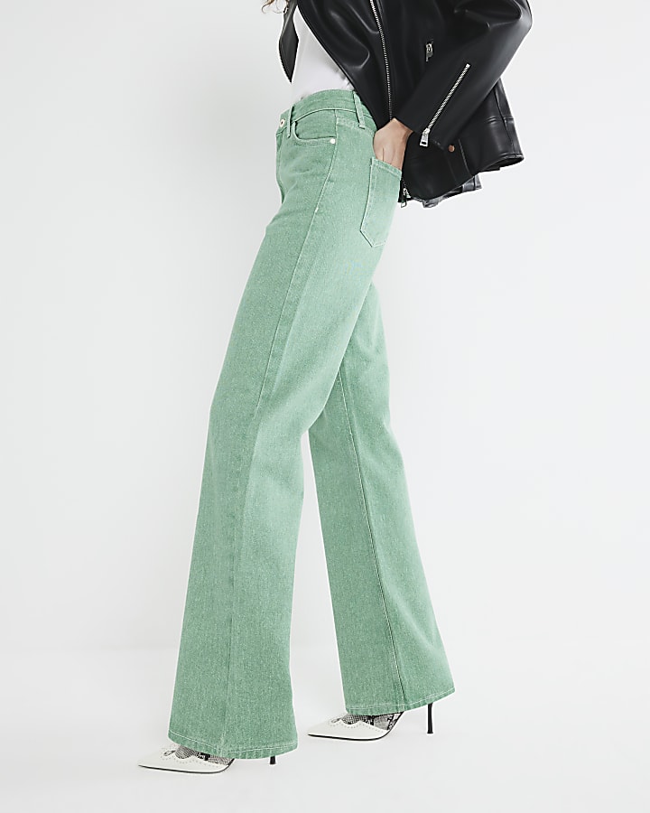 Green Relaxed Straight Jeans