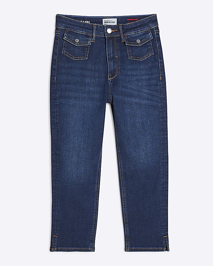 Blue Denim Skinny Capri Trousers