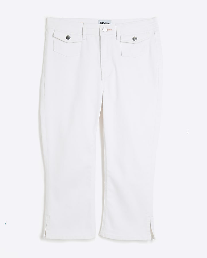 White Denim Skinny Capri Trousers