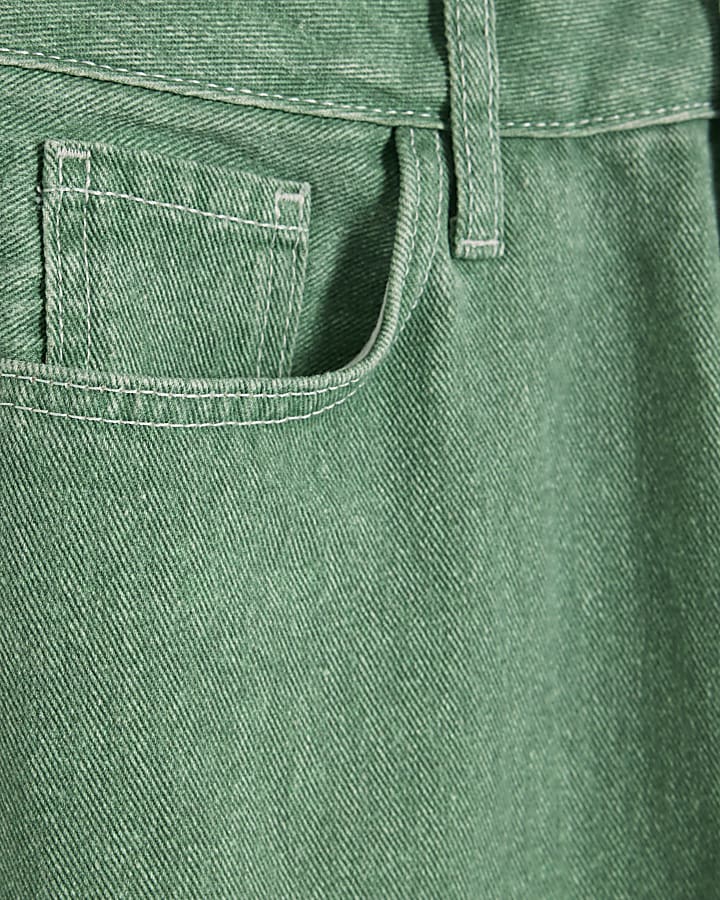 Petite Green Relaxed Straight Jeans