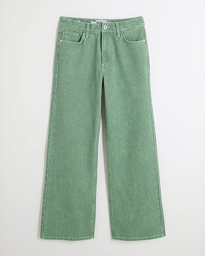 Petite Green Relaxed Straight Jeans