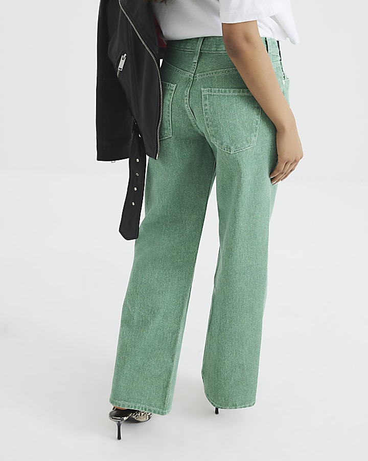 Petite Green Relaxed Straight Jeans