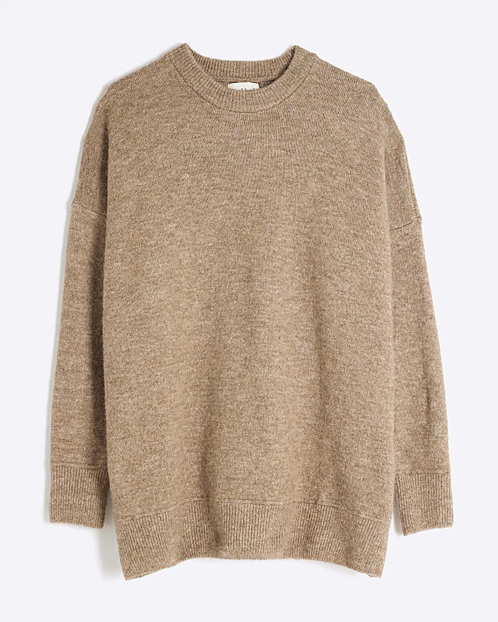 Brown Knitted Oversized Jumper