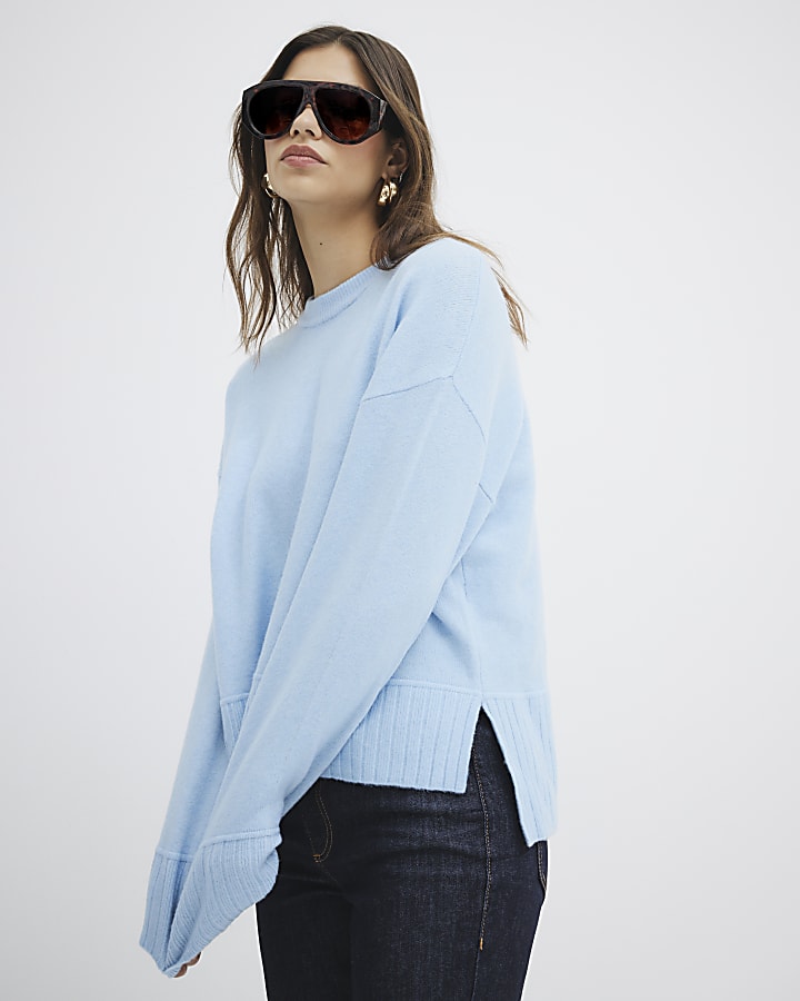 Blue Ribbed Jumper