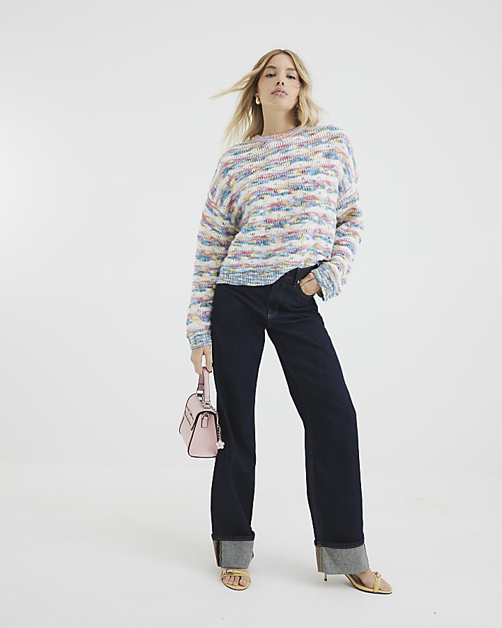 Multi Colour Space Dye Slouchy Knit Jumper