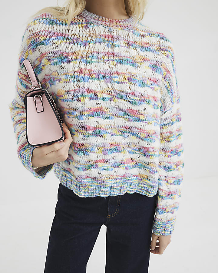 Multi Colour Space Dye Slouchy Knit Jumper