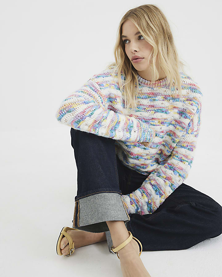 Multi Colour Space Dye Slouchy Knit Jumper