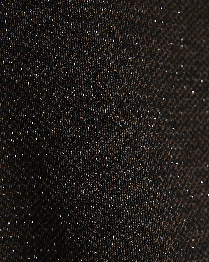 Petite Brown Glitter Long Sleeve T-Shirt