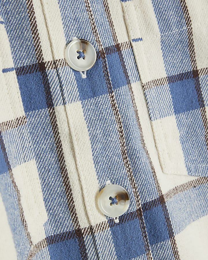 Cream Cropped Check Shirt