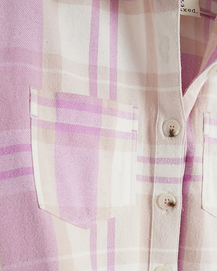 Pink Cropped Check Shirt