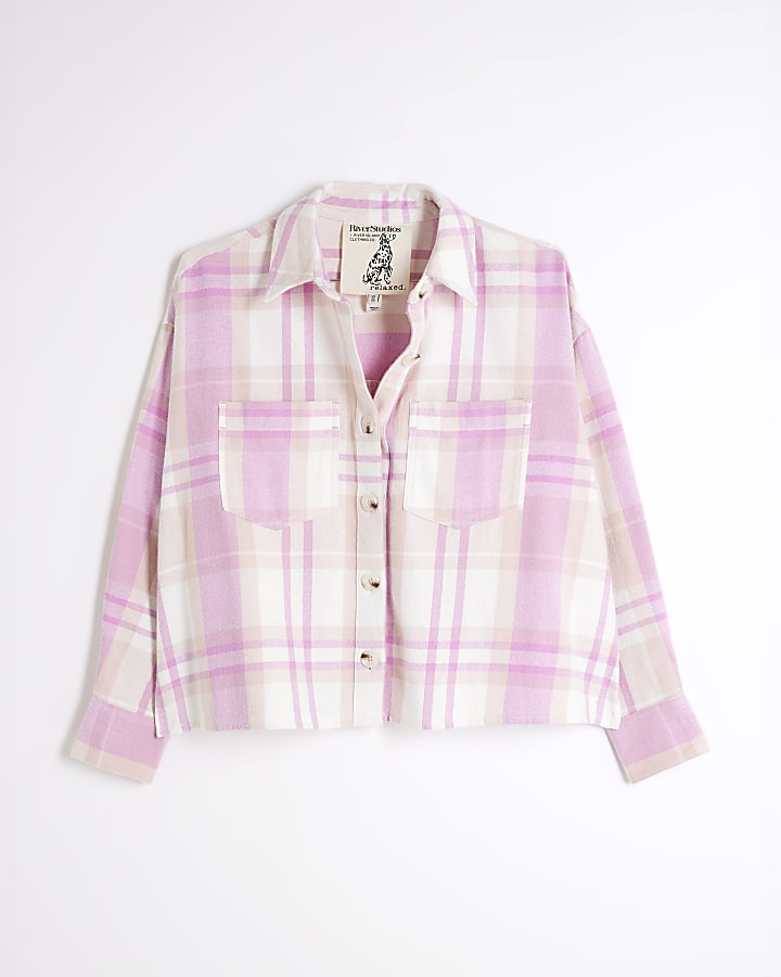 Pink Cropped Check Shirt