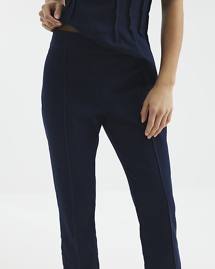 Petite Blue Stretch Denim Capri Trousers