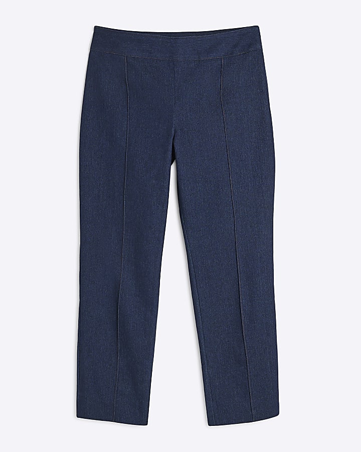 Petite Blue Stretch Denim Capri Trousers