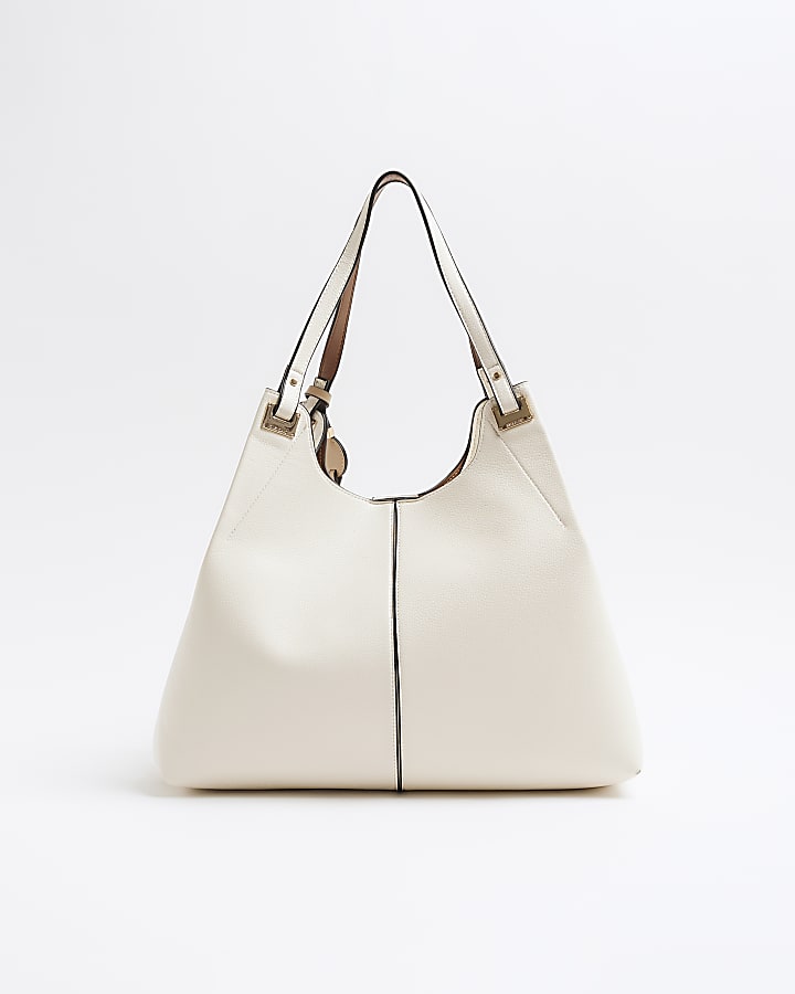 Cream Faux Leather Tote Bag