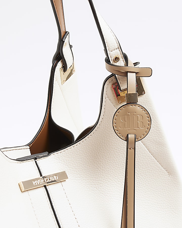 Cream Faux Leather Tote Bag