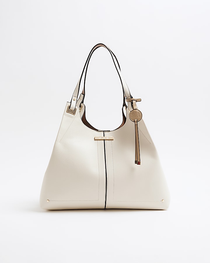 Cream Faux Leather Tote Bag